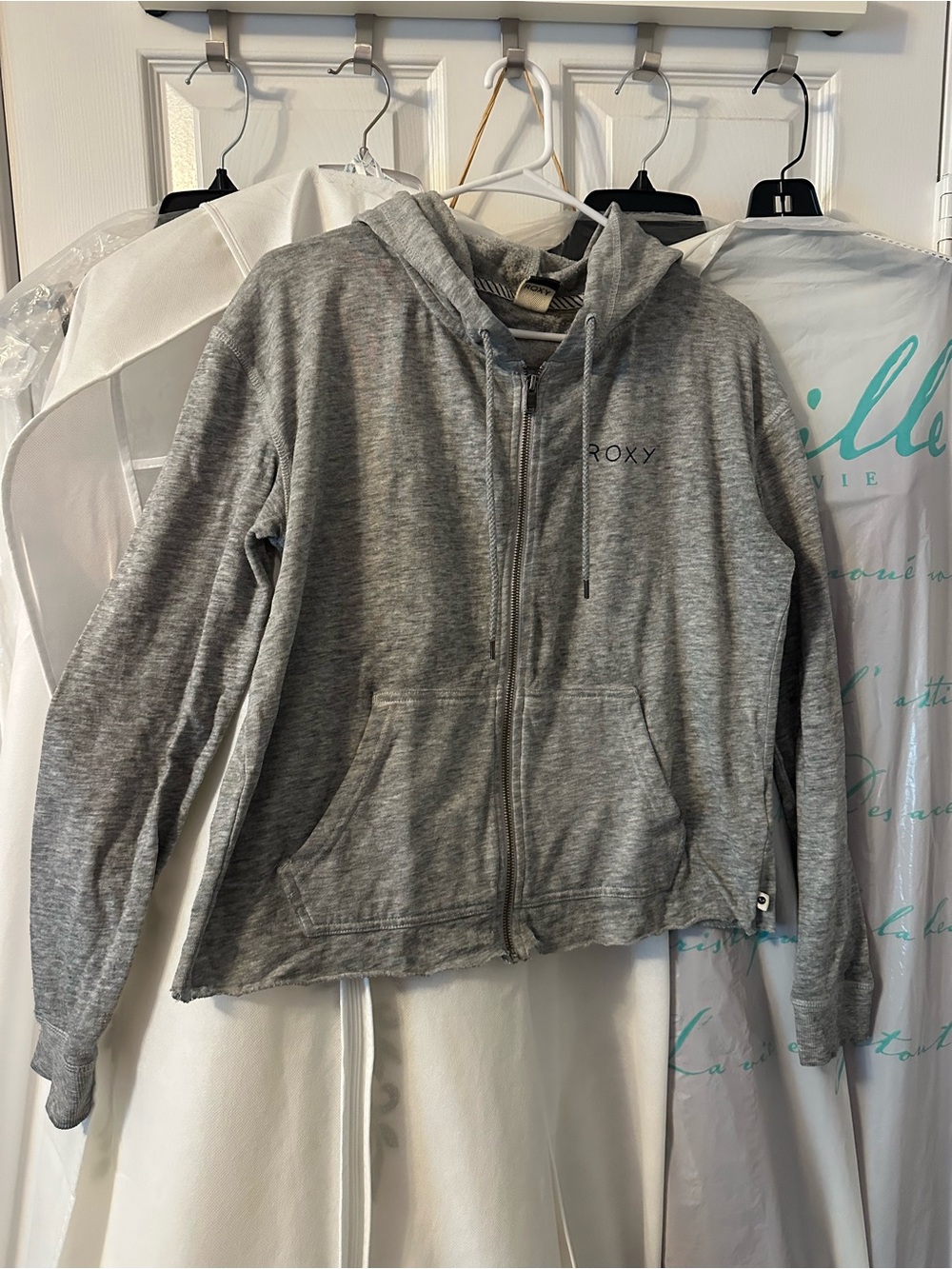 Roxy Heather Gray Zip-Up Hoodie Jacket